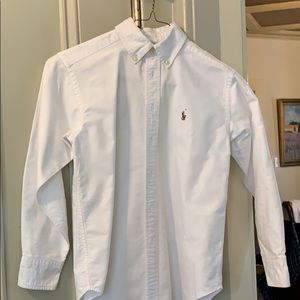 Boys White Ralph Lauren Button Down Shirt